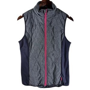Jockey Women's Casual Outdoors Grey Pink Quilted Stretch Vest Zip Pockets Size M